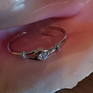 Avon Silver-Tone Open Cuff Bracelet with Clear Crystal